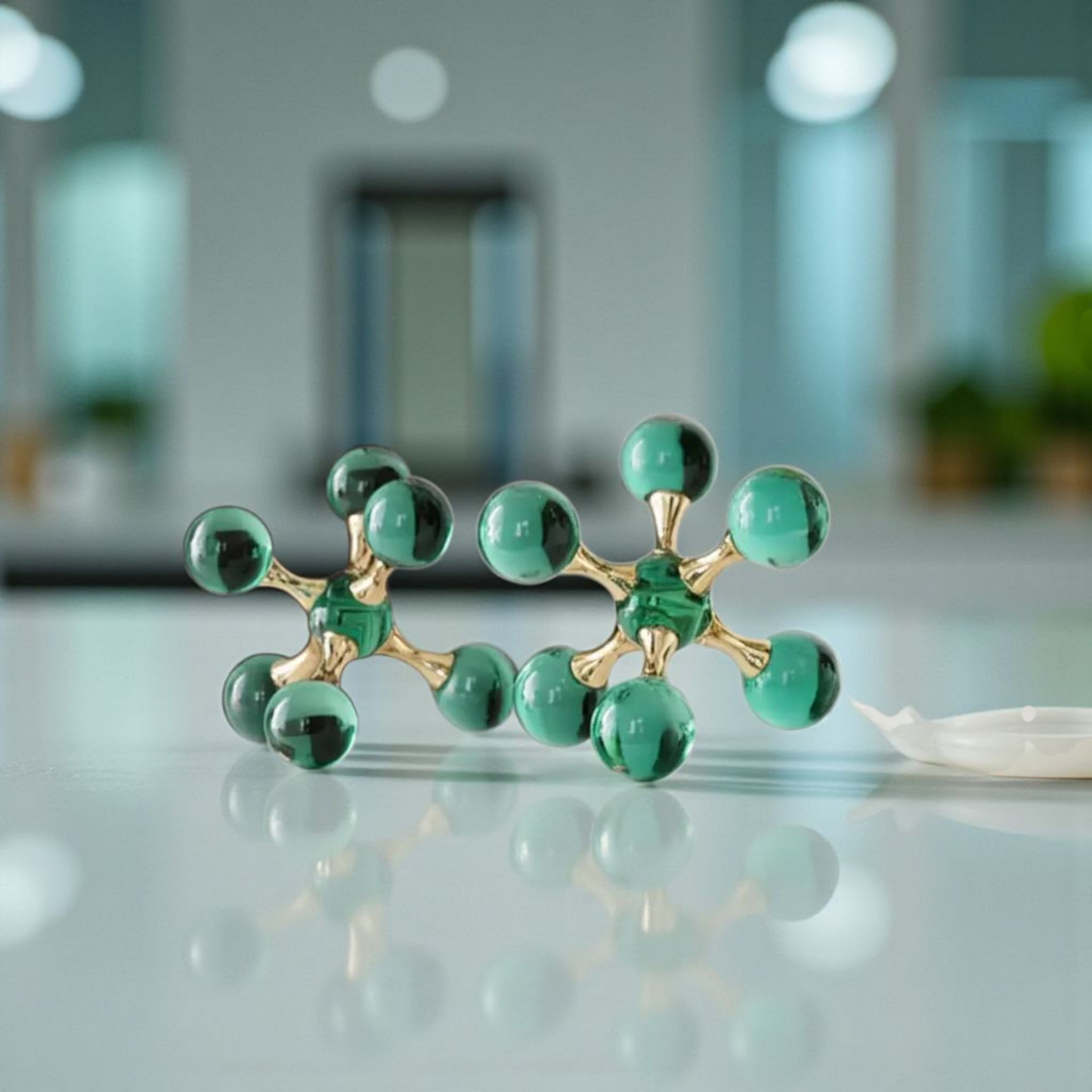 Green 7 in. Crystal/Metal Novelty Jack Bookends (Set of 2)