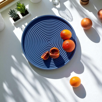 Elim - Concentric Serving Platter, Matte Cobalt