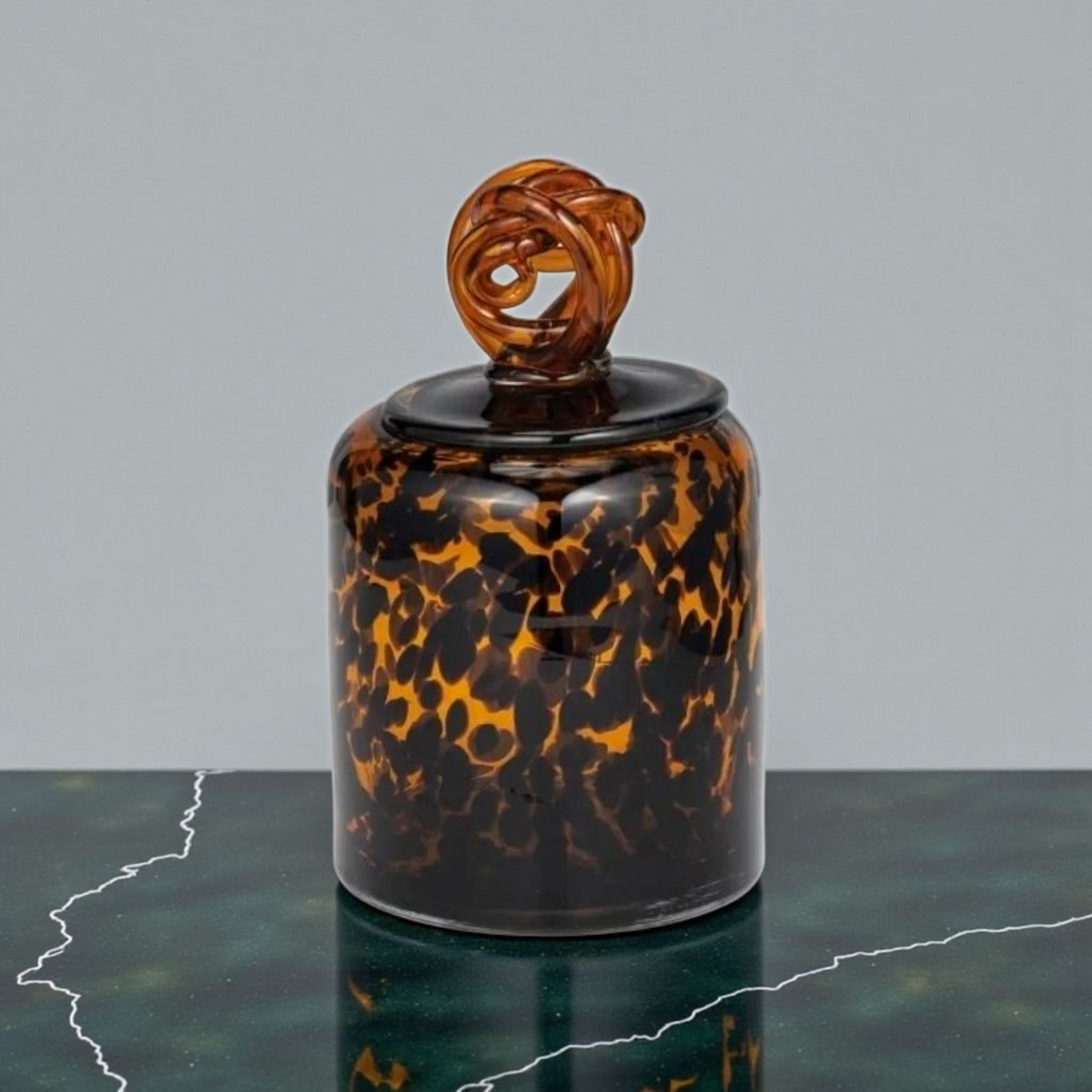 Naggo Head - Glass Modern Vase with Knot Lid Tortoise