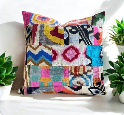 Mickleton- Silk Velvet Ikat Pillow Cover