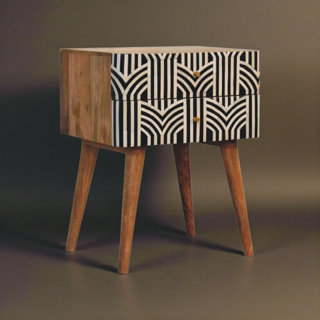 Edessa Bone Inlay Bedside Table/End Table - DesignsByZuedi