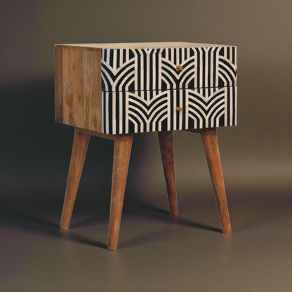 Edessa Bone Inlay Bedside Table/End Table - DesignsByZuedi