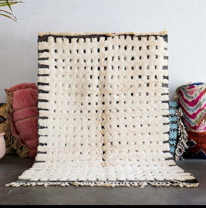 Black and white checkered Morroccan Rug