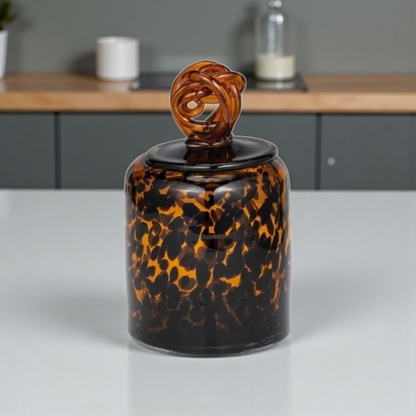 Naggo Head - Glass Modern Vase with Knot Lid Tortoise