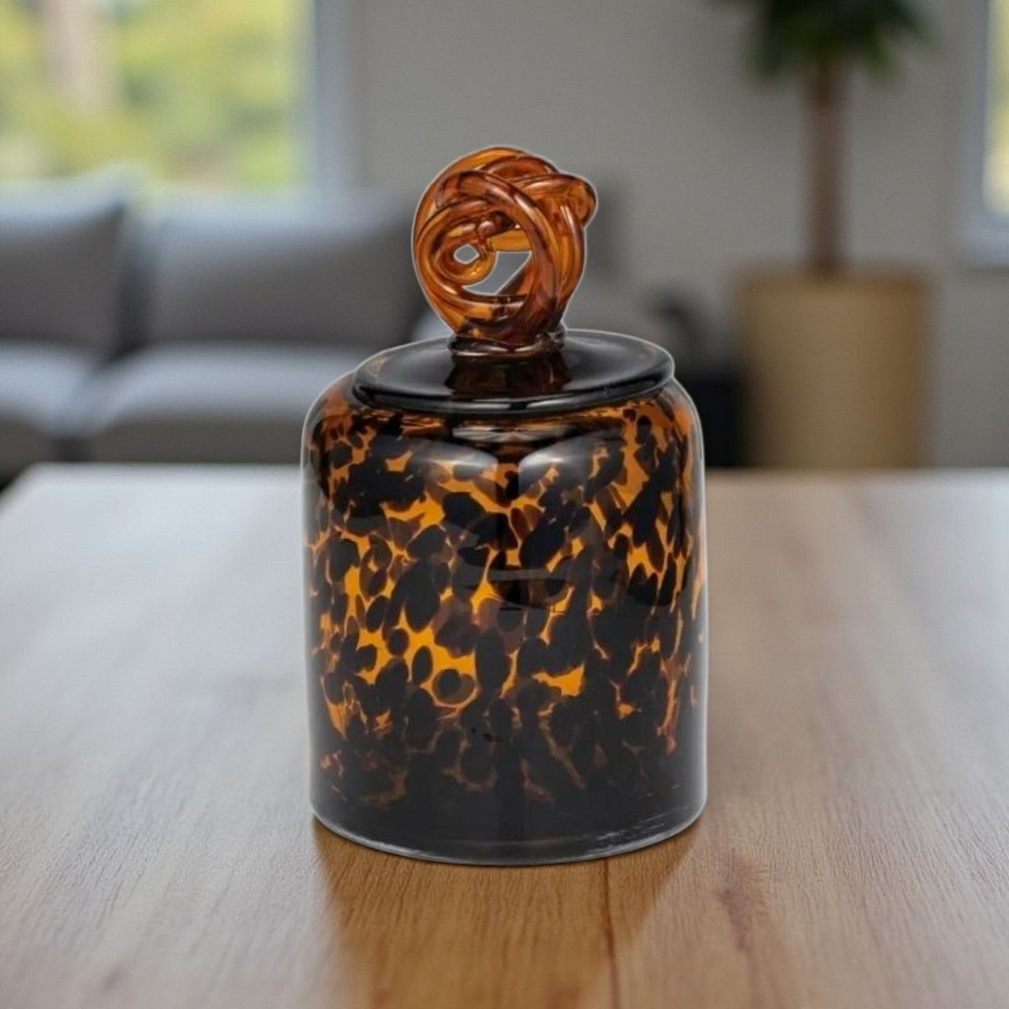 Naggo Head - Glass Modern Vase with Knot Lid Tortoise