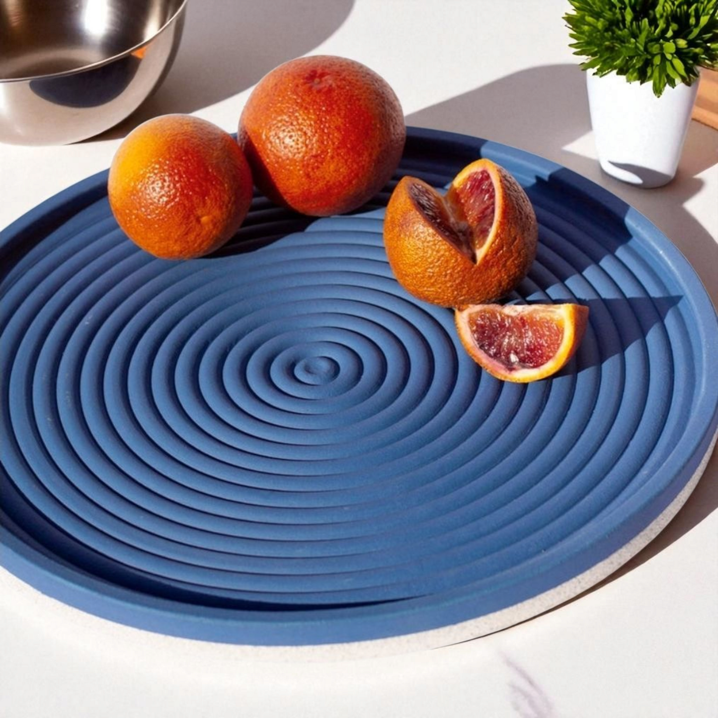 Elim - Concentric Serving Platter, Matte Cobalt