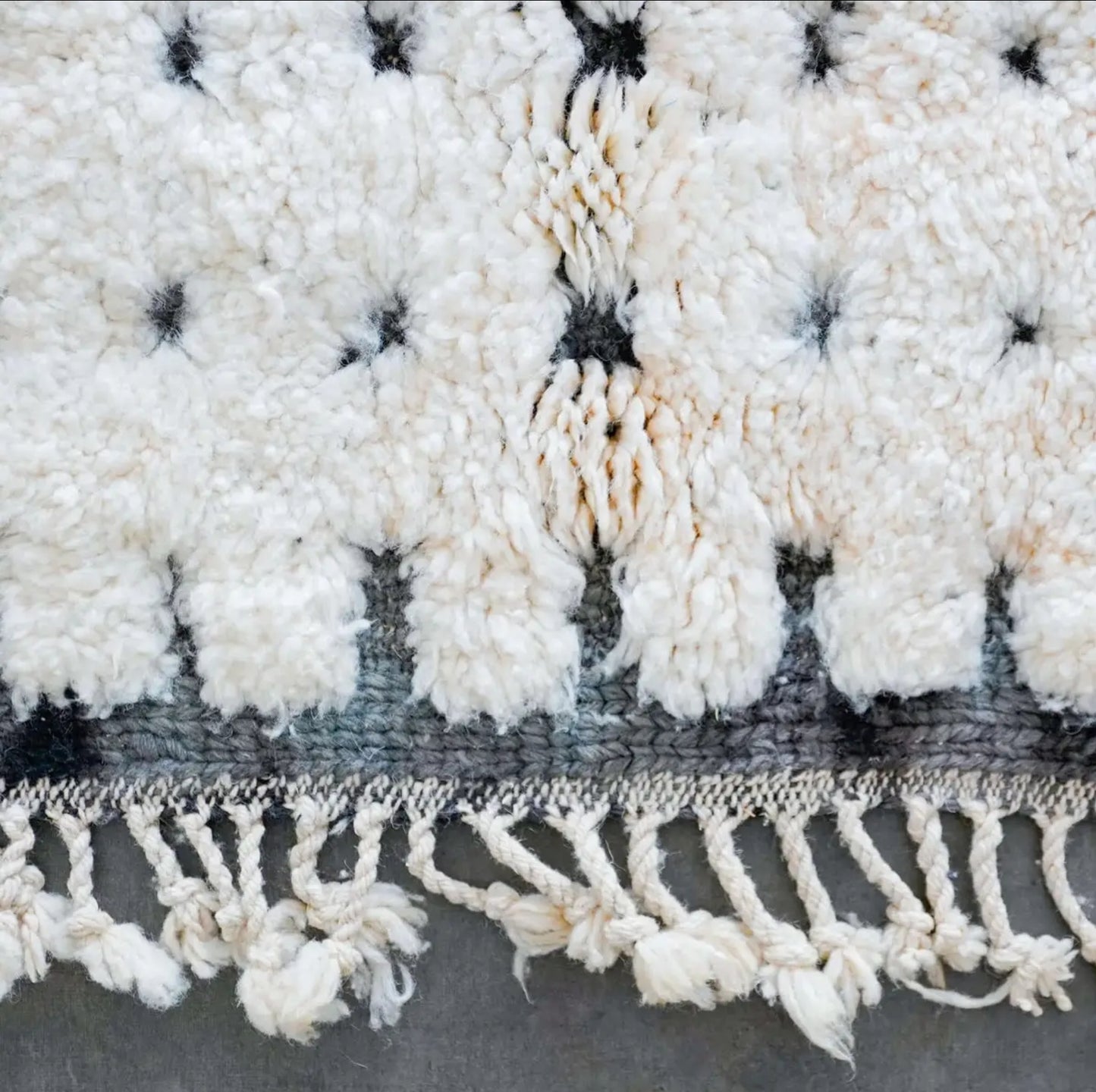 Black and white checkered Morroccan Rug
