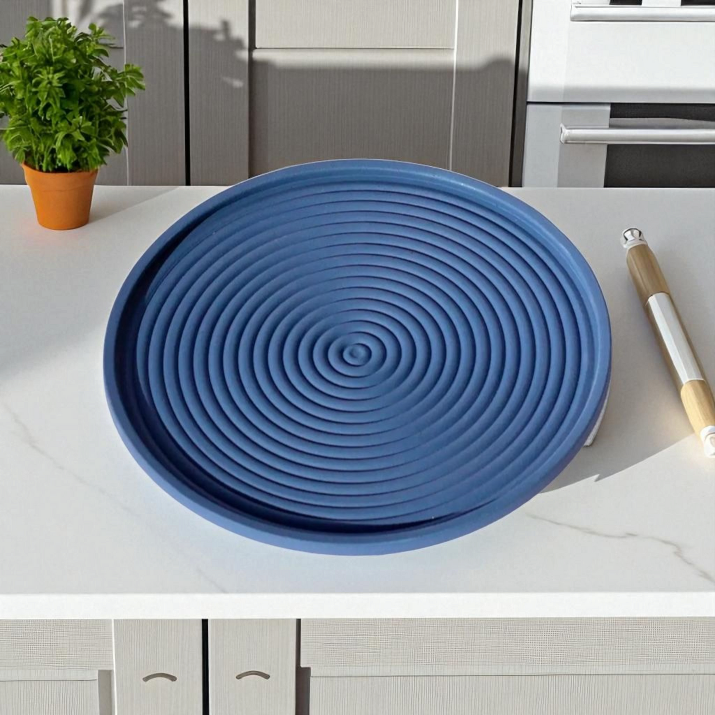 Elim - Concentric Serving Platter, Matte Cobalt