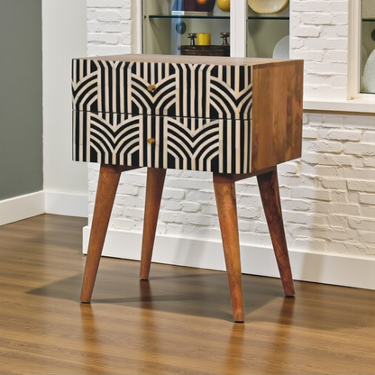 Edessa Bone Inlay Bedside Table/End Table - DesignsByZuedi