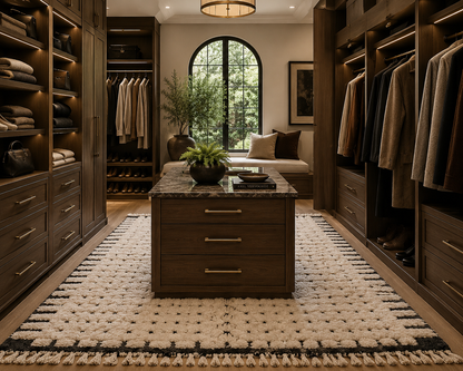 Black and white checkered Morroccan Rug